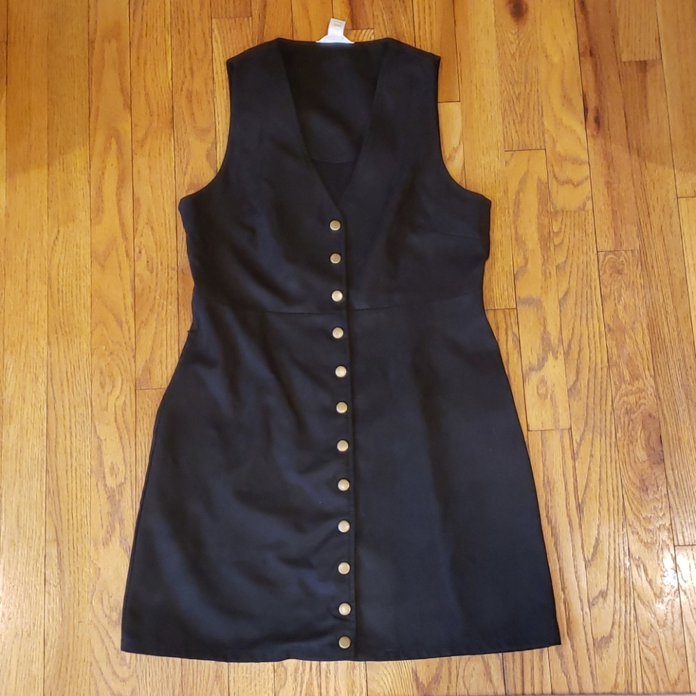 L Black Suede Mini Dress